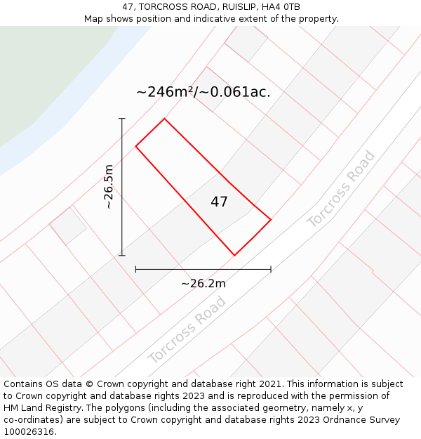 47, TORCROSS ROAD, RUISLIP, HA4 0TB: Plot and title map