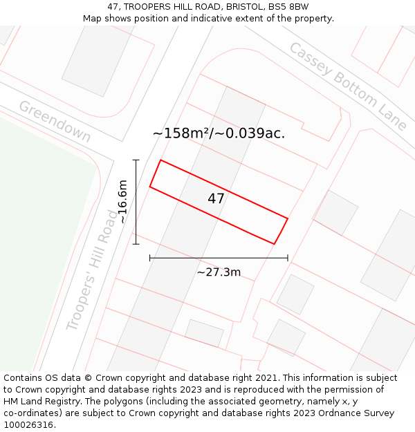47, TROOPERS HILL ROAD, BRISTOL, BS5 8BW: Plot and title map