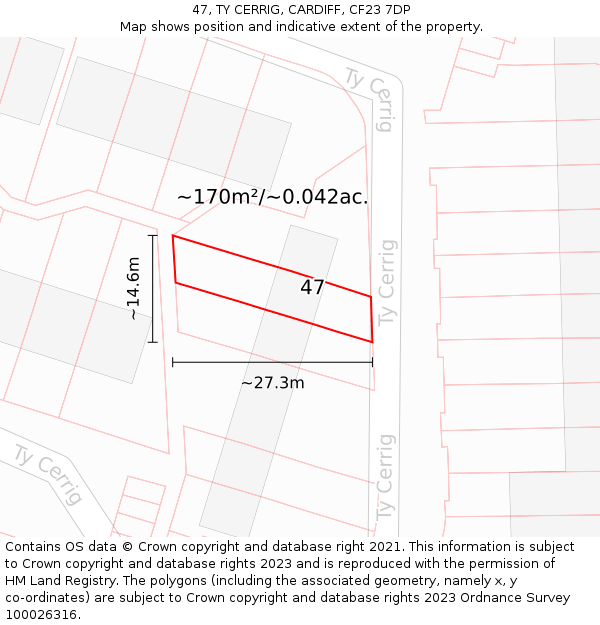 47, TY CERRIG, CARDIFF, CF23 7DP: Plot and title map