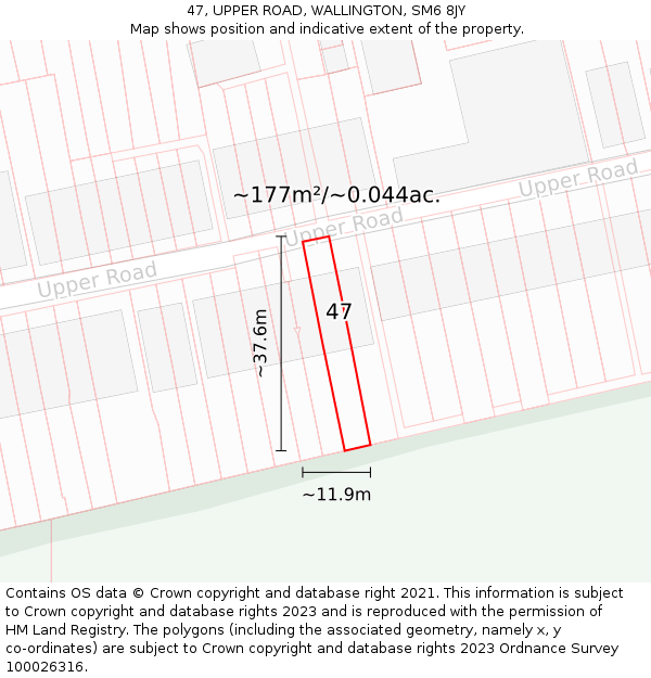 47, UPPER ROAD, WALLINGTON, SM6 8JY: Plot and title map
