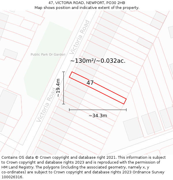 47, VICTORIA ROAD, NEWPORT, PO30 2HB: Plot and title map