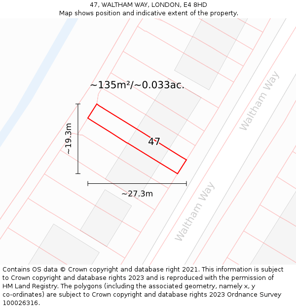 47, WALTHAM WAY, LONDON, E4 8HD: Plot and title map