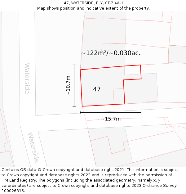 47, WATERSIDE, ELY, CB7 4AU: Plot and title map