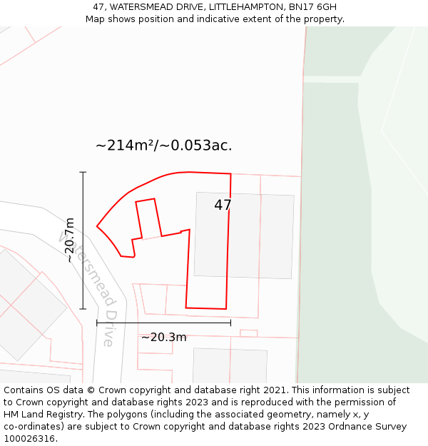 47, WATERSMEAD DRIVE, LITTLEHAMPTON, BN17 6GH: Plot and title map