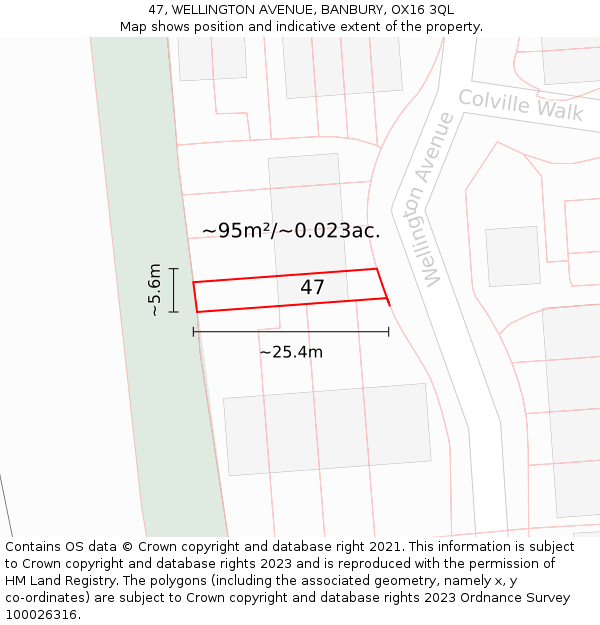 47, WELLINGTON AVENUE, BANBURY, OX16 3QL: Plot and title map