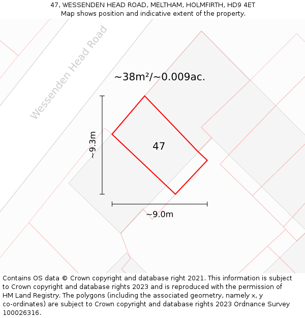 47, WESSENDEN HEAD ROAD, MELTHAM, HOLMFIRTH, HD9 4ET: Plot and title map