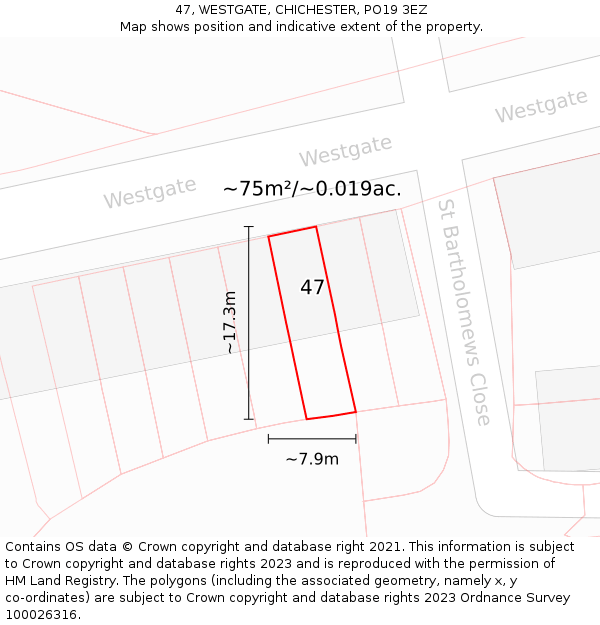 47, WESTGATE, CHICHESTER, PO19 3EZ: Plot and title map
