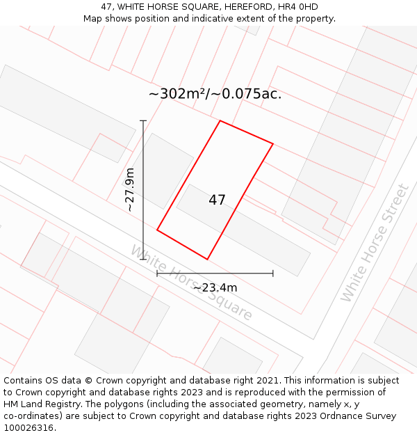 47, WHITE HORSE SQUARE, HEREFORD, HR4 0HD: Plot and title map