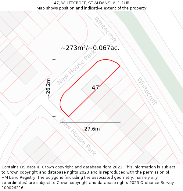 47, WHITECROFT, ST ALBANS, AL1 1UR: Plot and title map