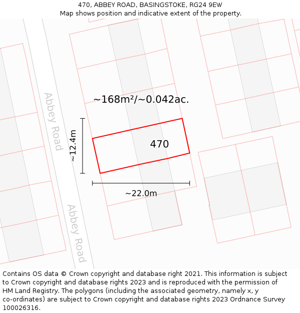 470, ABBEY ROAD, BASINGSTOKE, RG24 9EW: Plot and title map