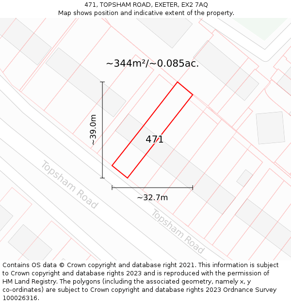 471, TOPSHAM ROAD, EXETER, EX2 7AQ: Plot and title map