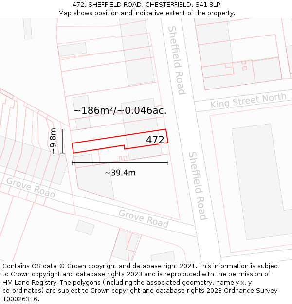472, SHEFFIELD ROAD, CHESTERFIELD, S41 8LP: Plot and title map