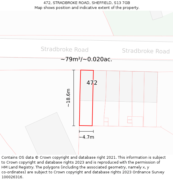 472, STRADBROKE ROAD, SHEFFIELD, S13 7GB: Plot and title map