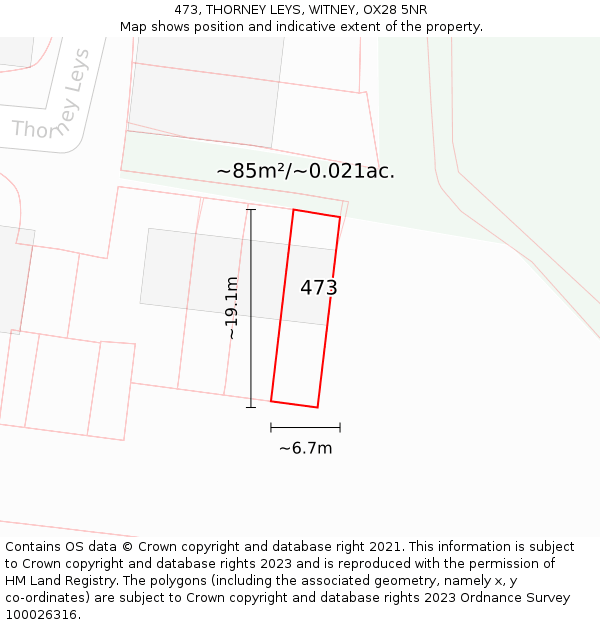 473, THORNEY LEYS, WITNEY, OX28 5NR: Plot and title map
