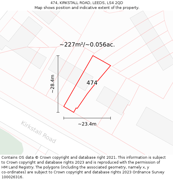 474, KIRKSTALL ROAD, LEEDS, LS4 2QD: Plot and title map