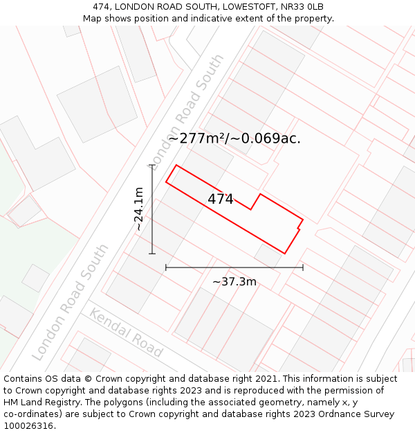 474, LONDON ROAD SOUTH, LOWESTOFT, NR33 0LB: Plot and title map