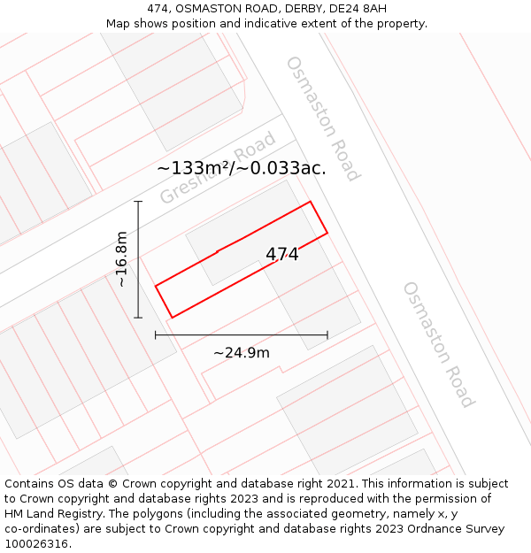 474, OSMASTON ROAD, DERBY, DE24 8AH: Plot and title map