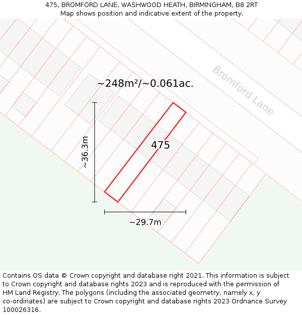 475, BROMFORD LANE, WASHWOOD HEATH, BIRMINGHAM, B8 2RT: Plot and title map
