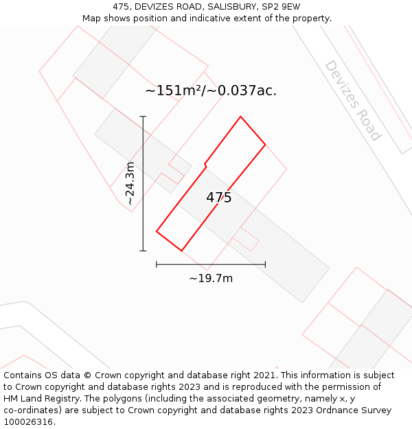 475, DEVIZES ROAD, SALISBURY, SP2 9EW: Plot and title map