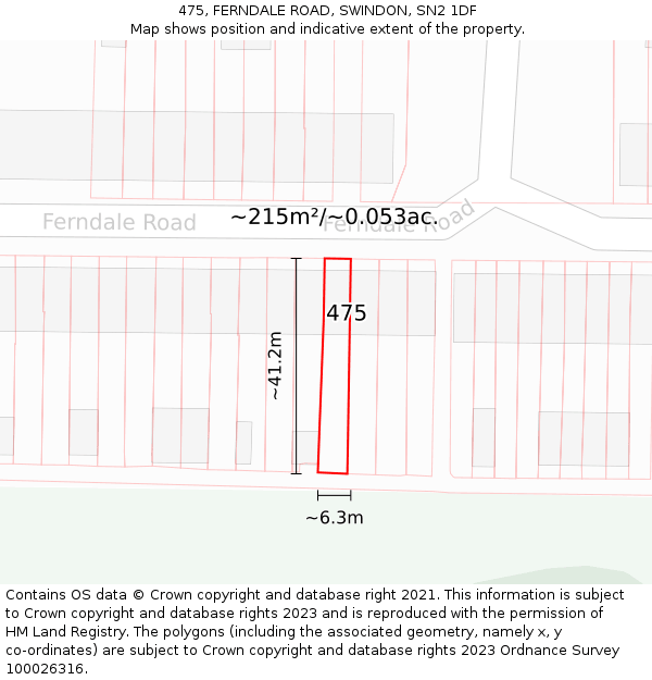 475, FERNDALE ROAD, SWINDON, SN2 1DF: Plot and title map