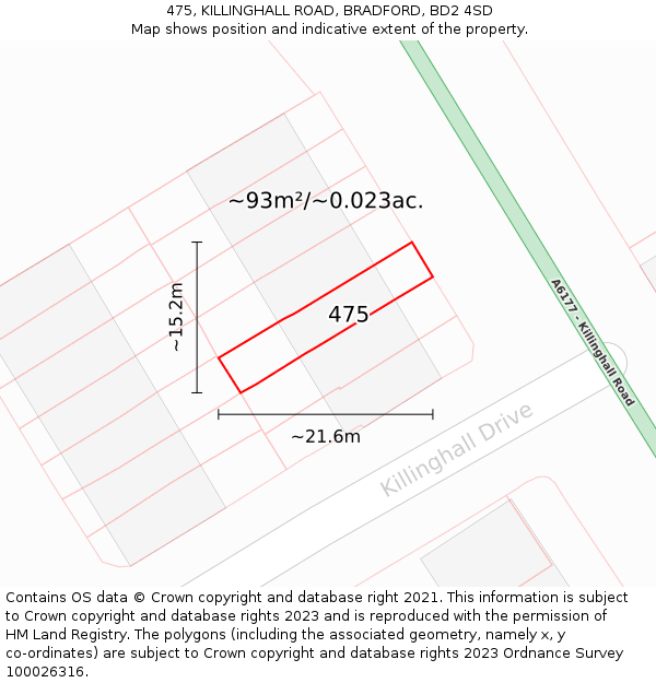 475, KILLINGHALL ROAD, BRADFORD, BD2 4SD: Plot and title map