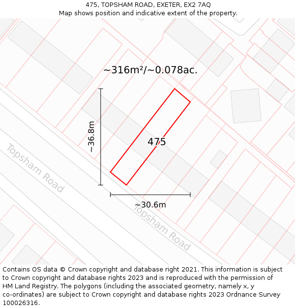 475, TOPSHAM ROAD, EXETER, EX2 7AQ: Plot and title map