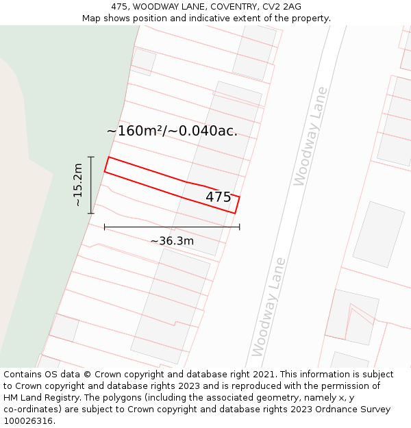 475, WOODWAY LANE, COVENTRY, CV2 2AG: Plot and title map