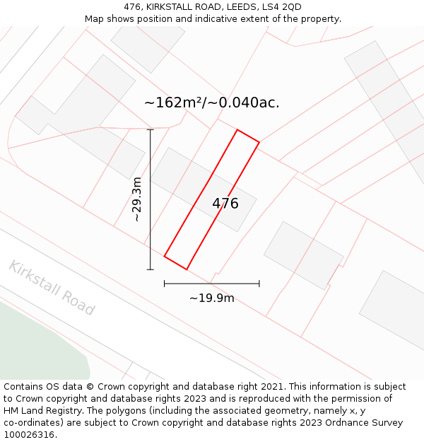 476, KIRKSTALL ROAD, LEEDS, LS4 2QD: Plot and title map