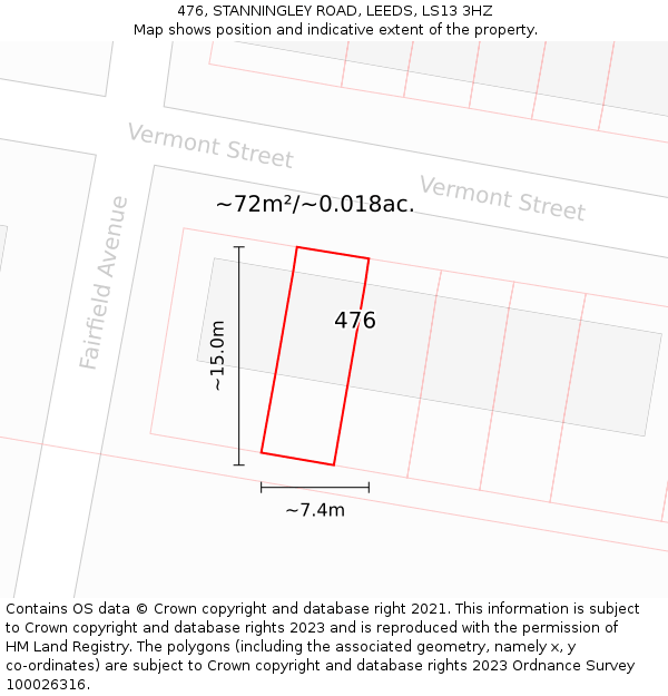476, STANNINGLEY ROAD, LEEDS, LS13 3HZ: Plot and title map