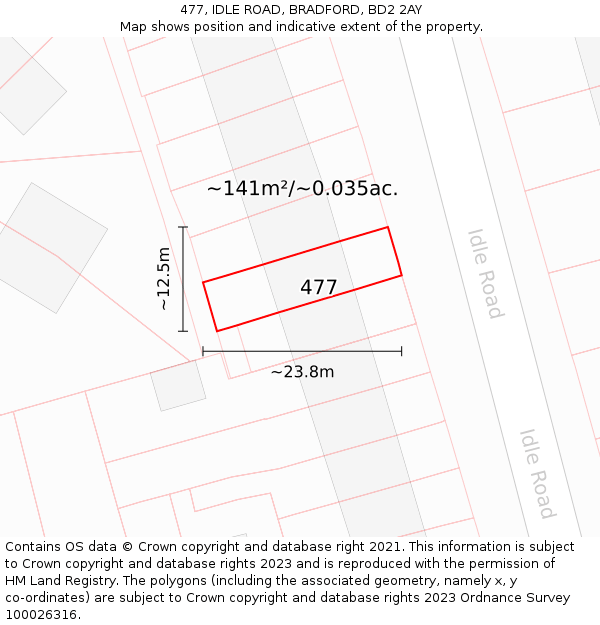 477, IDLE ROAD, BRADFORD, BD2 2AY: Plot and title map