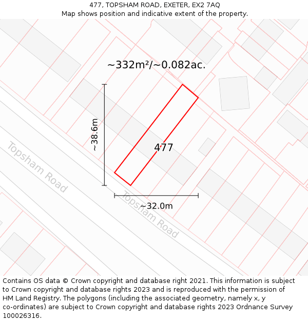 477, TOPSHAM ROAD, EXETER, EX2 7AQ: Plot and title map