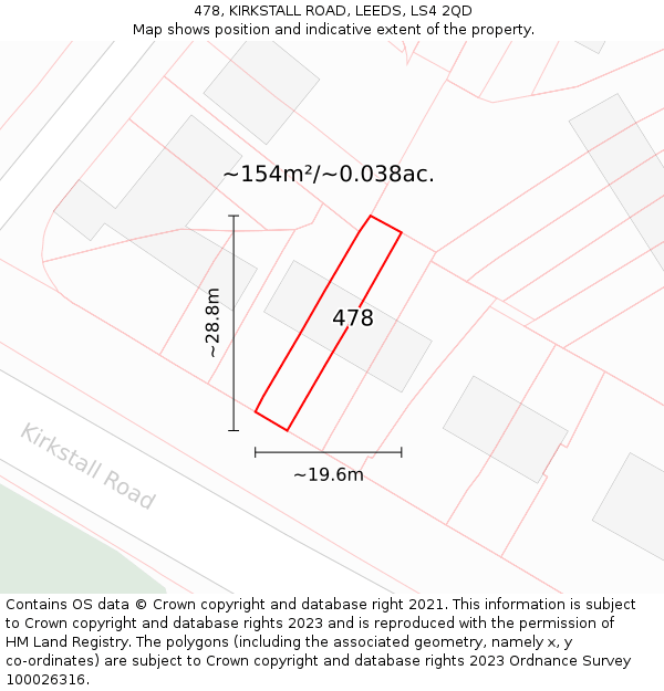 478, KIRKSTALL ROAD, LEEDS, LS4 2QD: Plot and title map