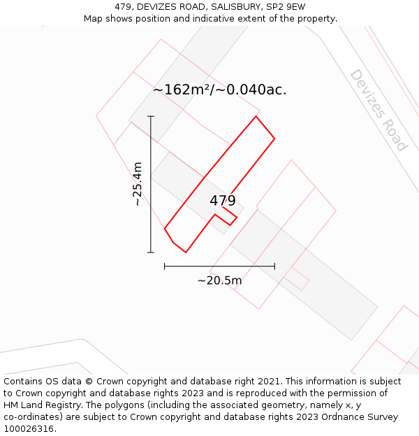 479, DEVIZES ROAD, SALISBURY, SP2 9EW: Plot and title map
