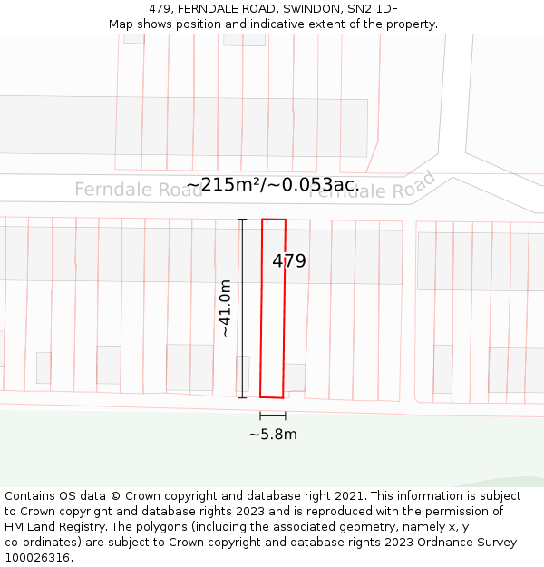 479, FERNDALE ROAD, SWINDON, SN2 1DF: Plot and title map
