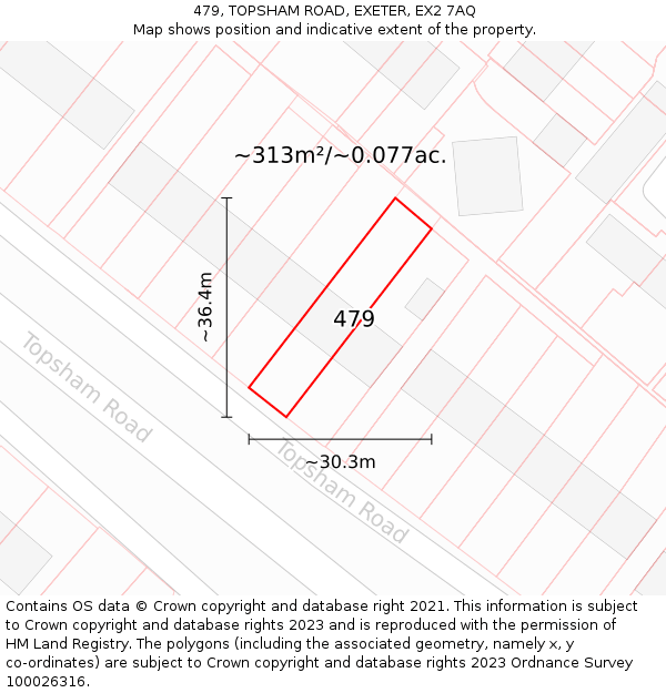 479, TOPSHAM ROAD, EXETER, EX2 7AQ: Plot and title map