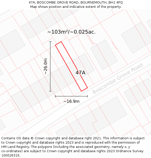 47A, BOSCOMBE GROVE ROAD, BOURNEMOUTH, BH1 4PQ: Plot and title map