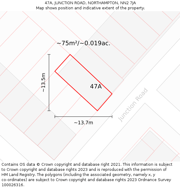 47A, JUNCTION ROAD, NORTHAMPTON, NN2 7JA: Plot and title map