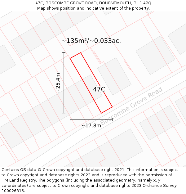 47C, BOSCOMBE GROVE ROAD, BOURNEMOUTH, BH1 4PQ: Plot and title map