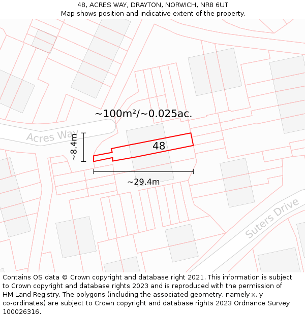 48, ACRES WAY, DRAYTON, NORWICH, NR8 6UT: Plot and title map