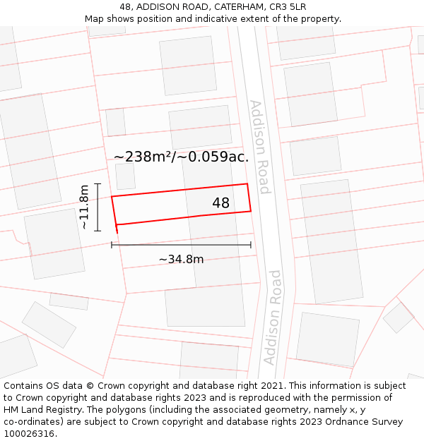 48, ADDISON ROAD, CATERHAM, CR3 5LR: Plot and title map