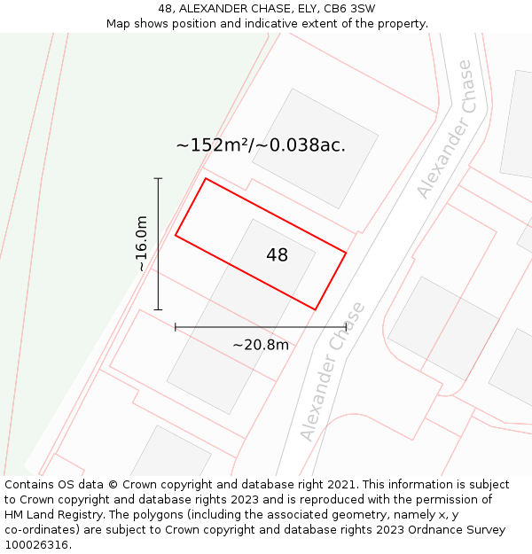 48, ALEXANDER CHASE, ELY, CB6 3SW: Plot and title map