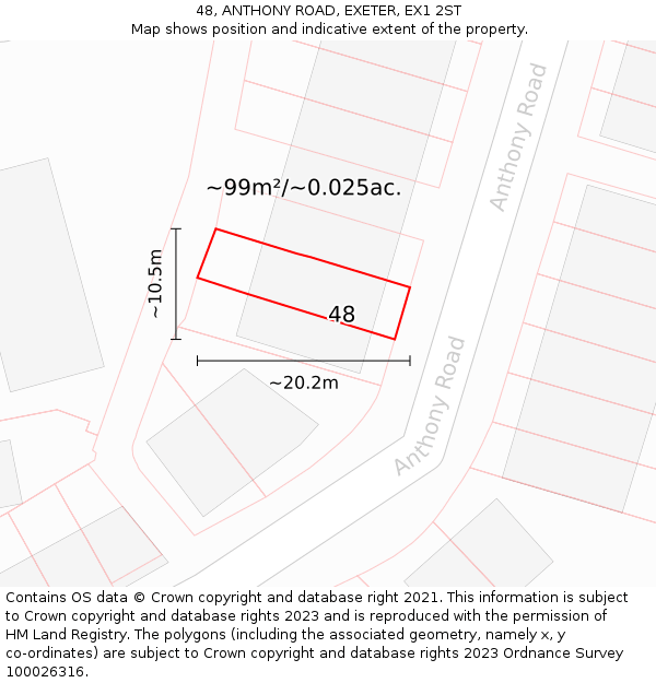 48, ANTHONY ROAD, EXETER, EX1 2ST: Plot and title map