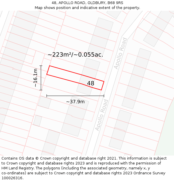 48, APOLLO ROAD, OLDBURY, B68 9RS: Plot and title map