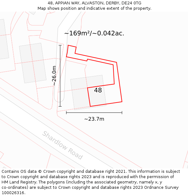 48, APPIAN WAY, ALVASTON, DERBY, DE24 0TG: Plot and title map