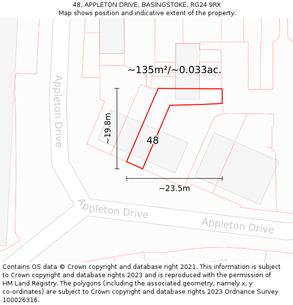 48, APPLETON DRIVE, BASINGSTOKE, RG24 9RX: Plot and title map