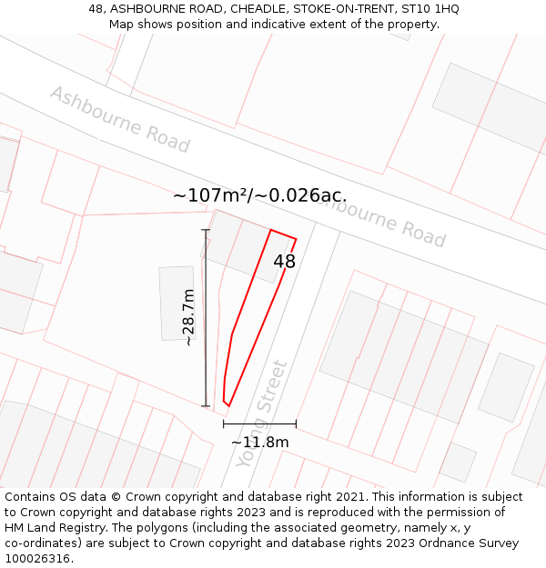 48, ASHBOURNE ROAD, CHEADLE, STOKE-ON-TRENT, ST10 1HQ: Plot and title map