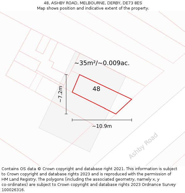 48, ASHBY ROAD, MELBOURNE, DERBY, DE73 8ES: Plot and title map