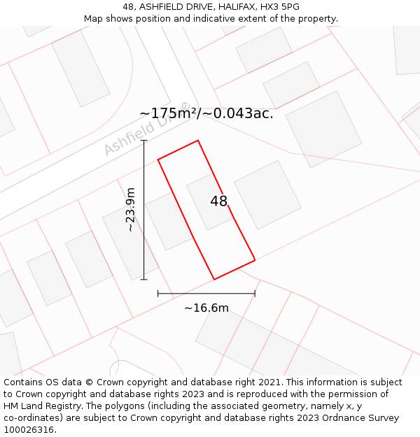 48, ASHFIELD DRIVE, HALIFAX, HX3 5PG: Plot and title map