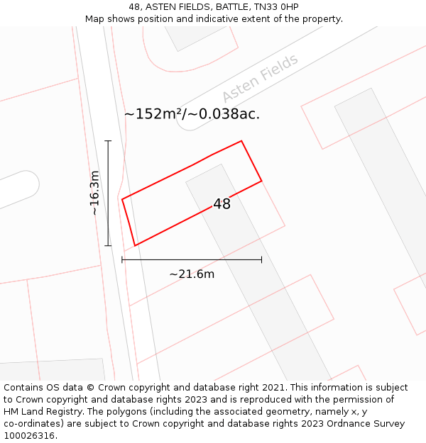 48, ASTEN FIELDS, BATTLE, TN33 0HP: Plot and title map