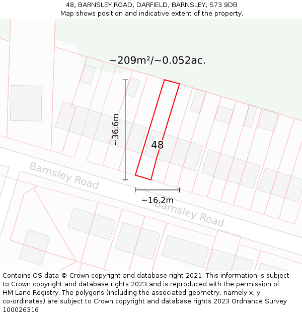 48, BARNSLEY ROAD, DARFIELD, BARNSLEY, S73 9DB: Plot and title map